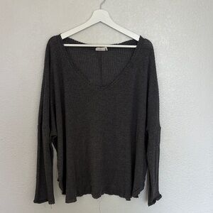 out from under Urban Outfitters, Grey Waffle Knit Oversized Top, Large